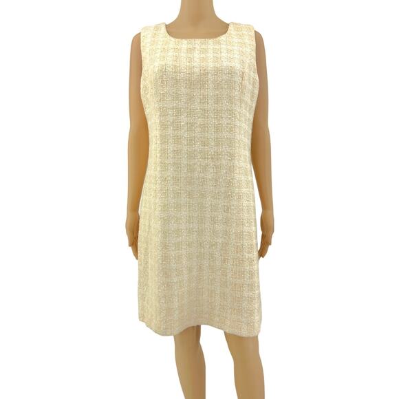 Impasse US 12 Womens American VINTAGE 90s Yellow Tweed Wool Sheath Mini Dress - Picture 1 of 8